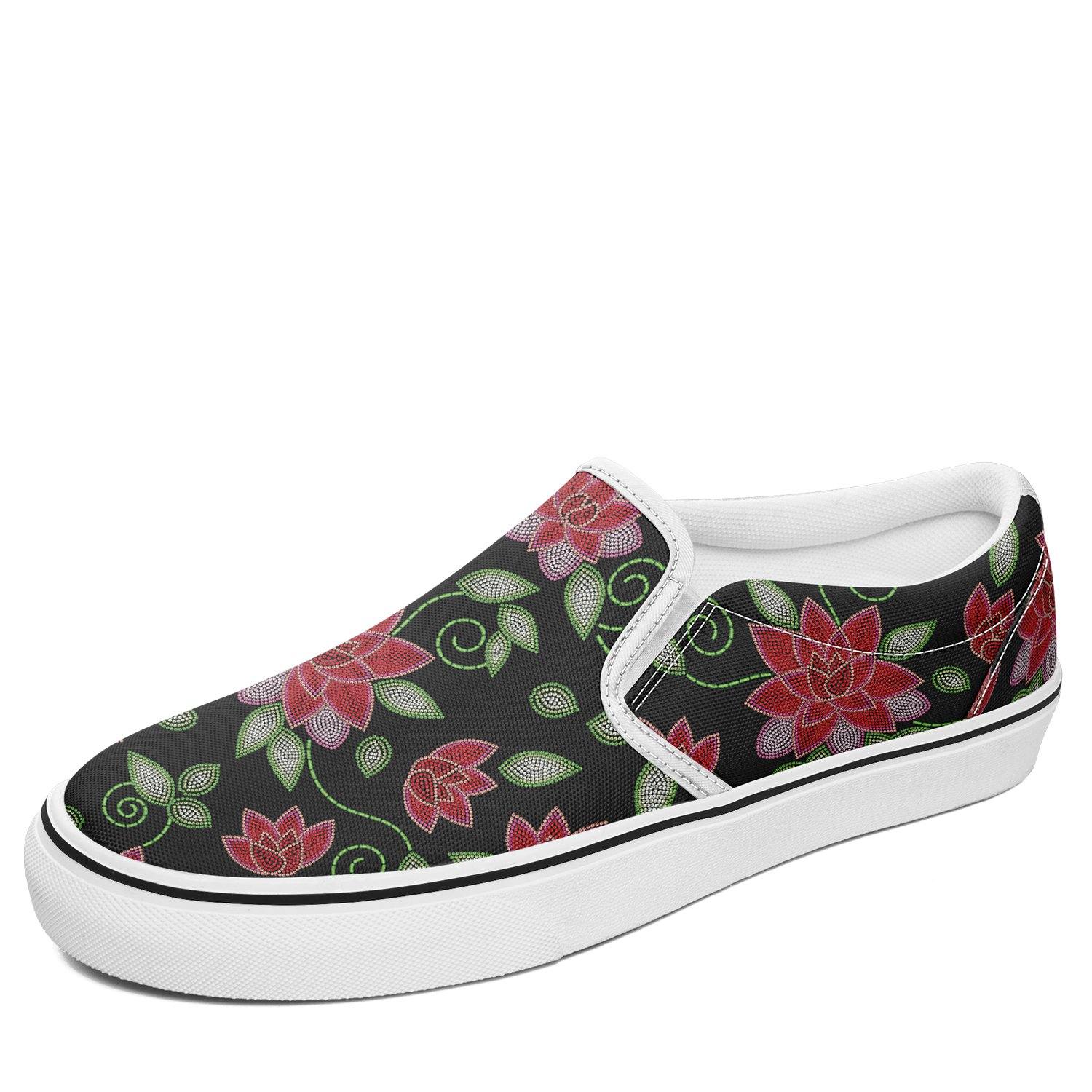 Red Beaded Rose Otoyimm Kid's Canvas Slip On Shoes otoyimm Herman