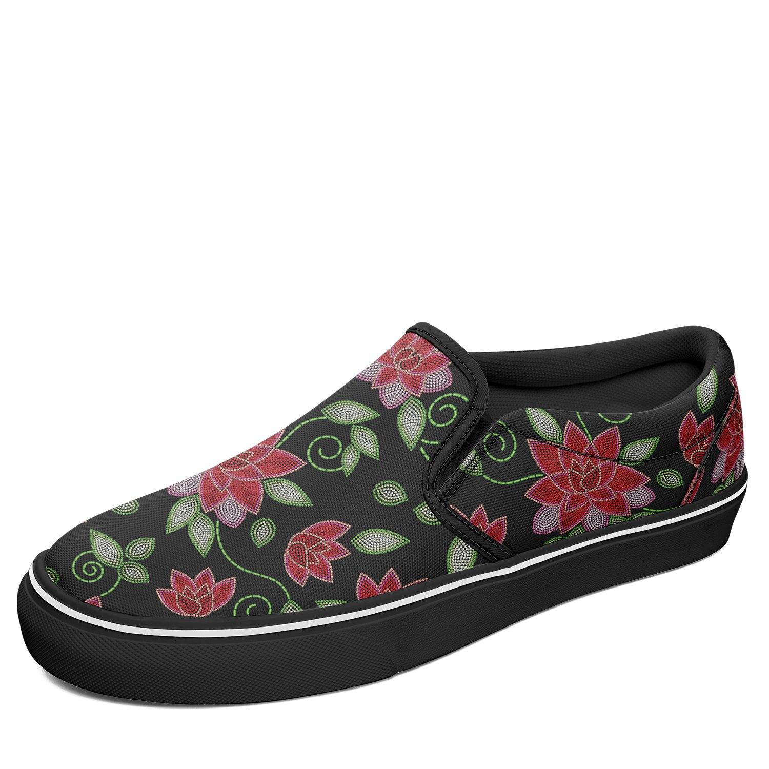 Red Beaded Rose Otoyimm Kid's Canvas Slip On Shoes otoyimm Herman