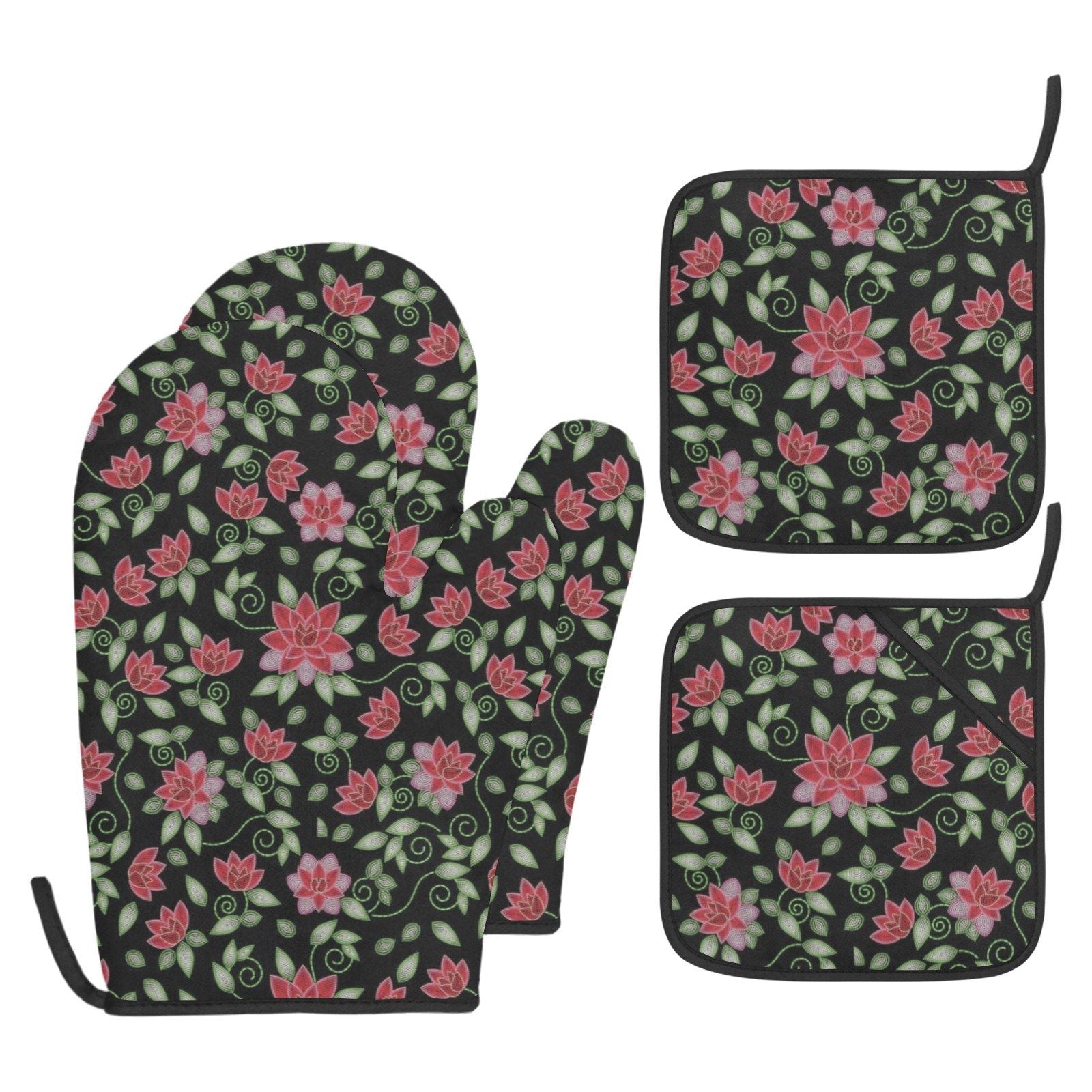 Red Beaded Rose Oven Mitt & Pot Holder Oven Mitt & Pot Holder e-joyer
