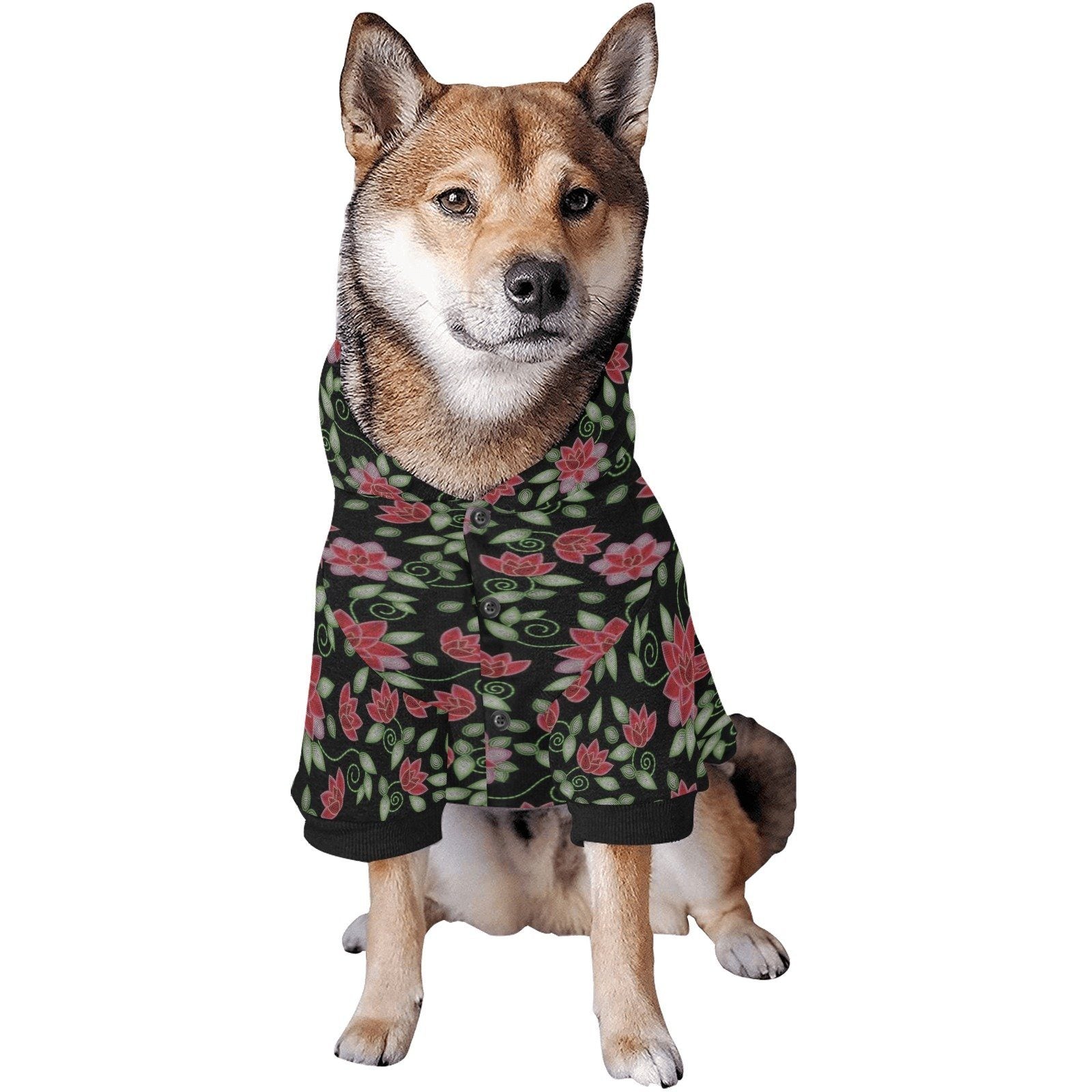 Red Beaded Rose Pet Dog Hoodie Pet Dog Hoodie e-joyer