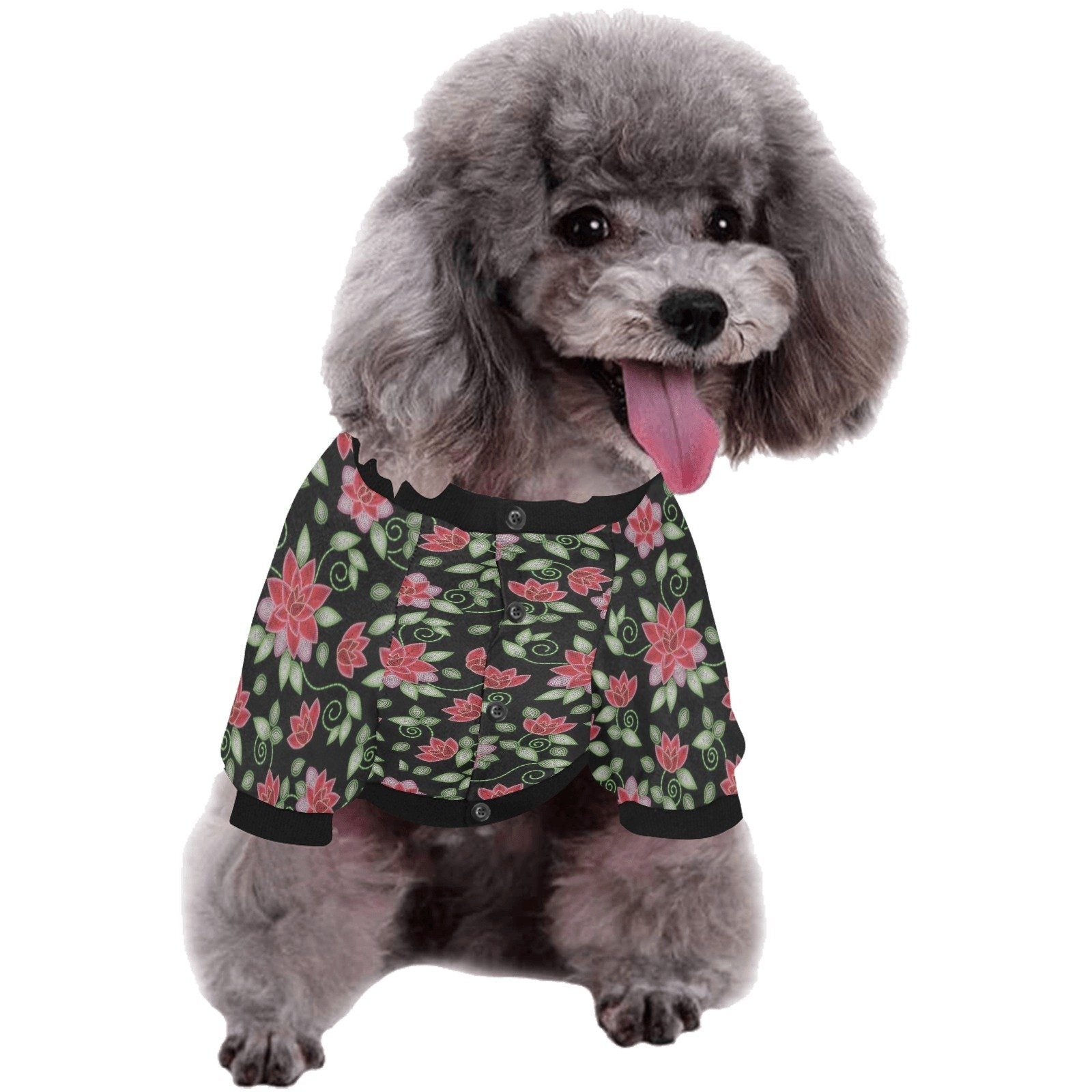 Red Beaded Rose Pet Dog Round Neck Shirt Pet Dog Round Neck Shirt e-joyer