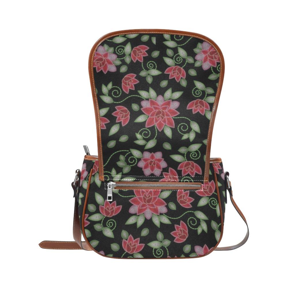 Red Beaded Rose Saddle Bag/Small (Model 1649) Full Customization bag e-joyer