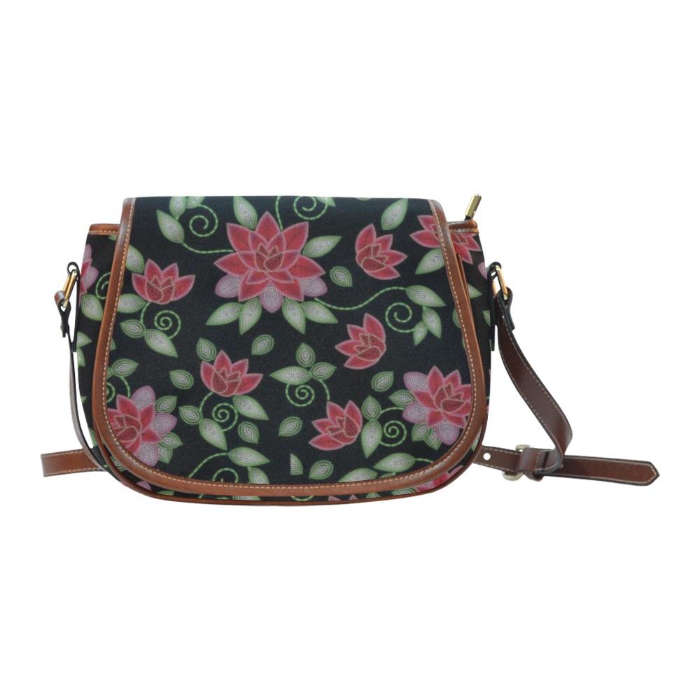Red Beaded Rose Saddle Bag/Small (Model 1649) Full Customization bag e-joyer