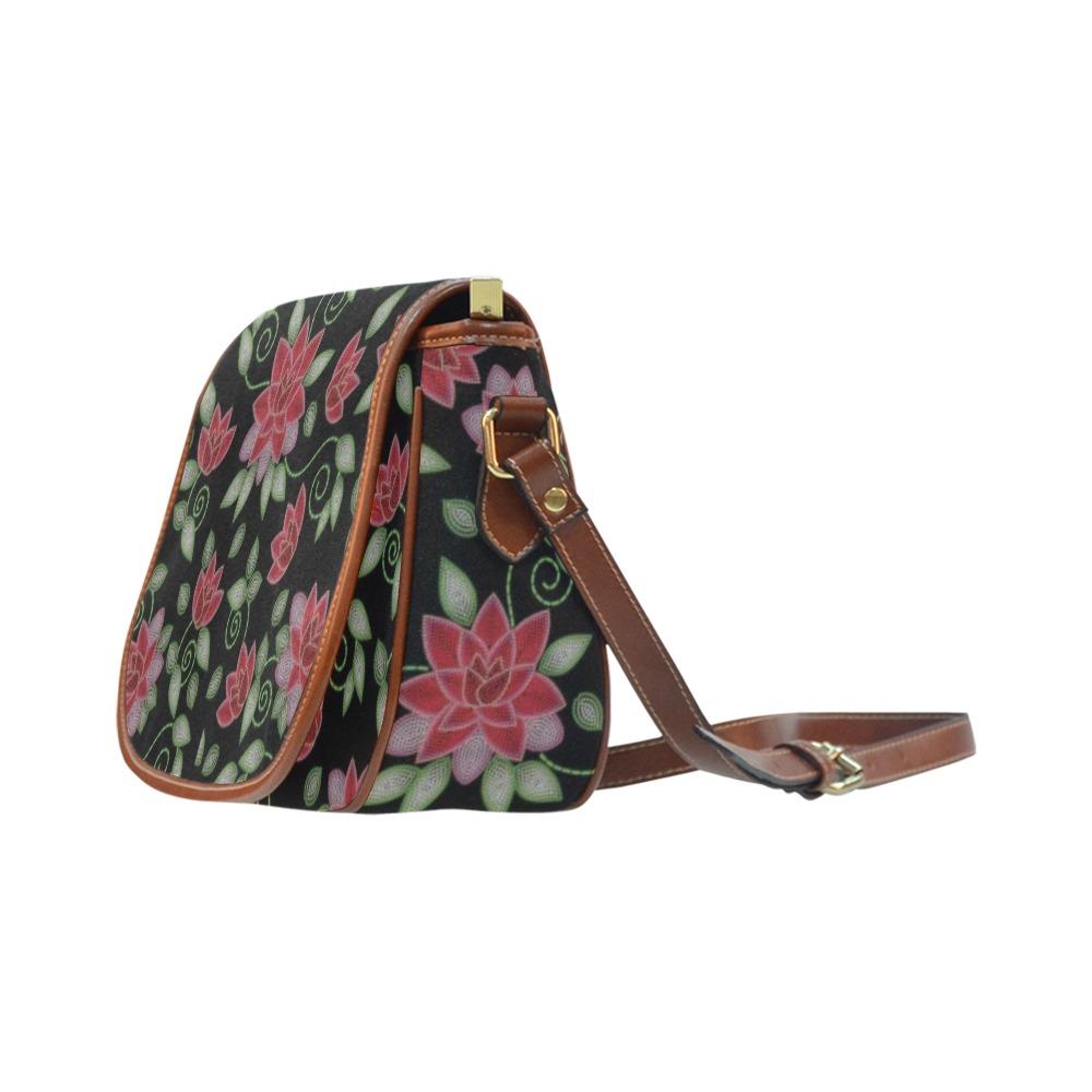 Red Beaded Rose Saddle Bag/Small (Model 1649) Full Customization bag e-joyer