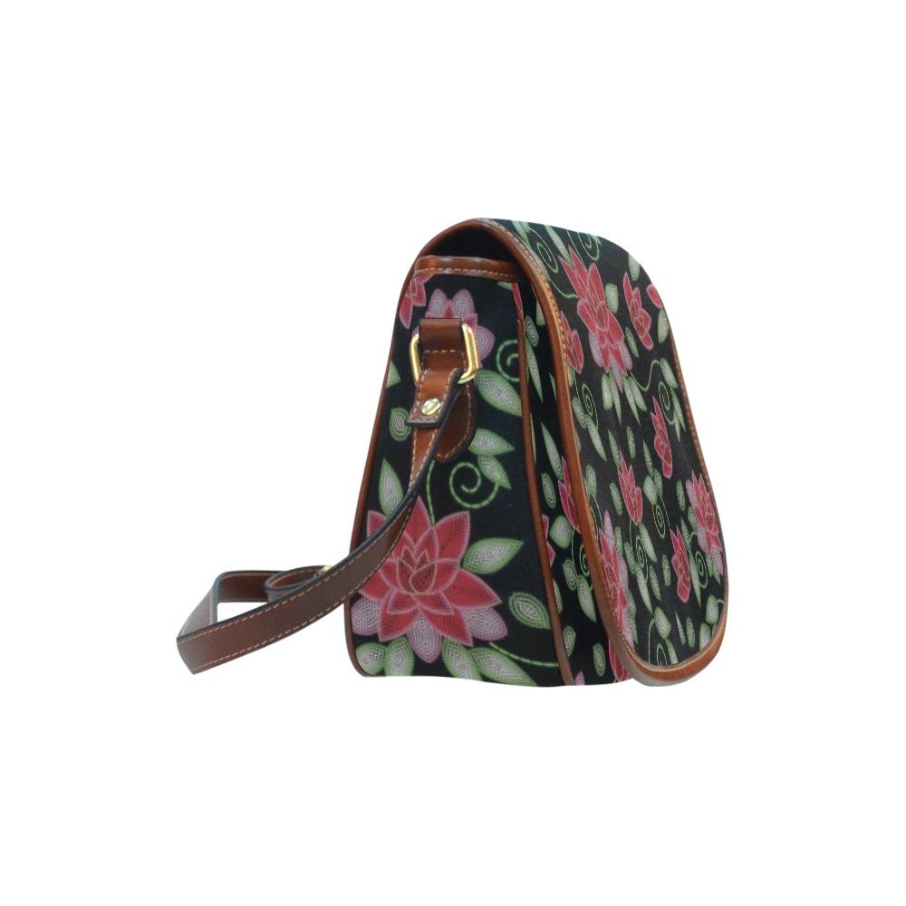 Red Beaded Rose Saddle Bag/Small (Model 1649) Full Customization bag e-joyer