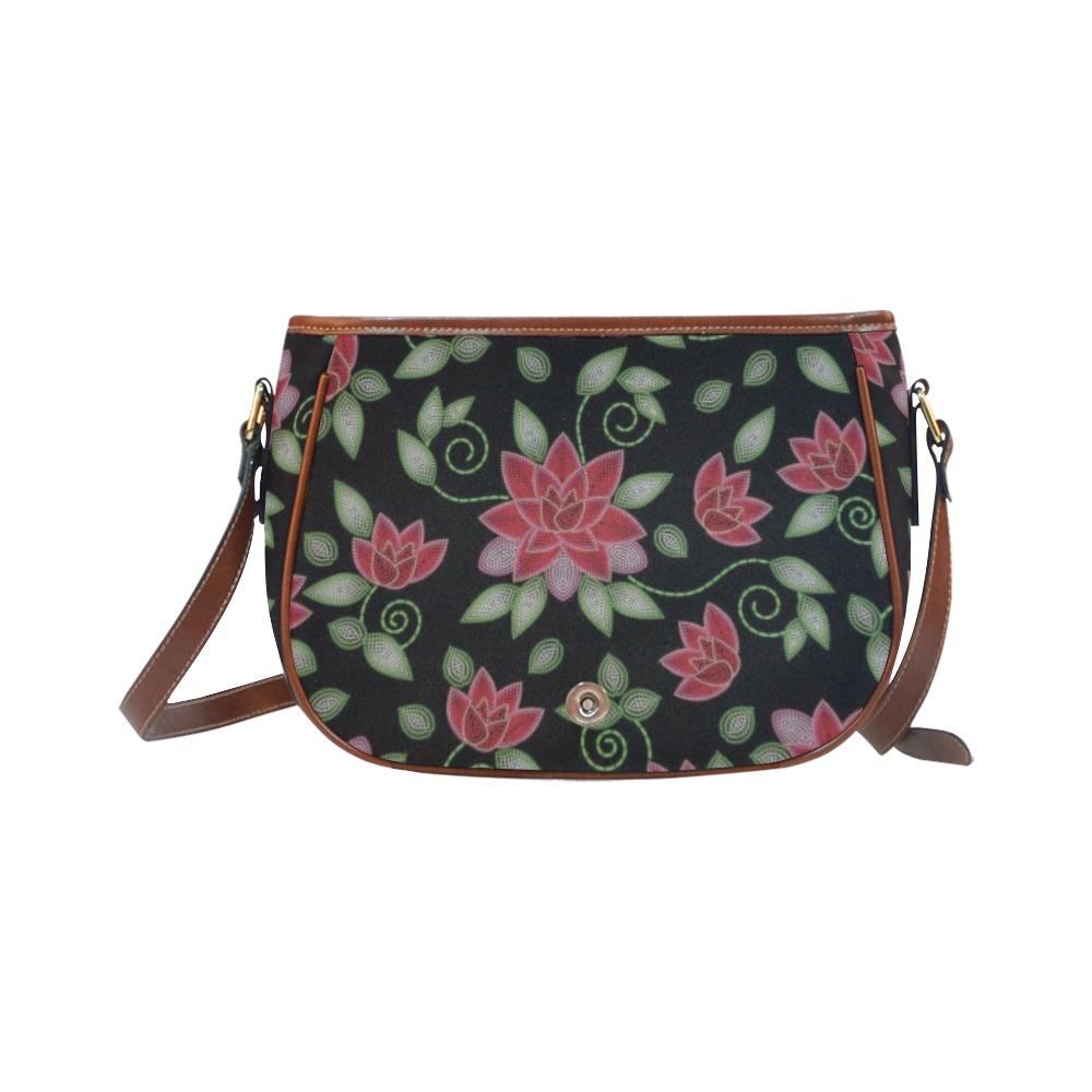Red Beaded Rose Saddle Bag/Small (Model 1649) Full Customization bag e-joyer