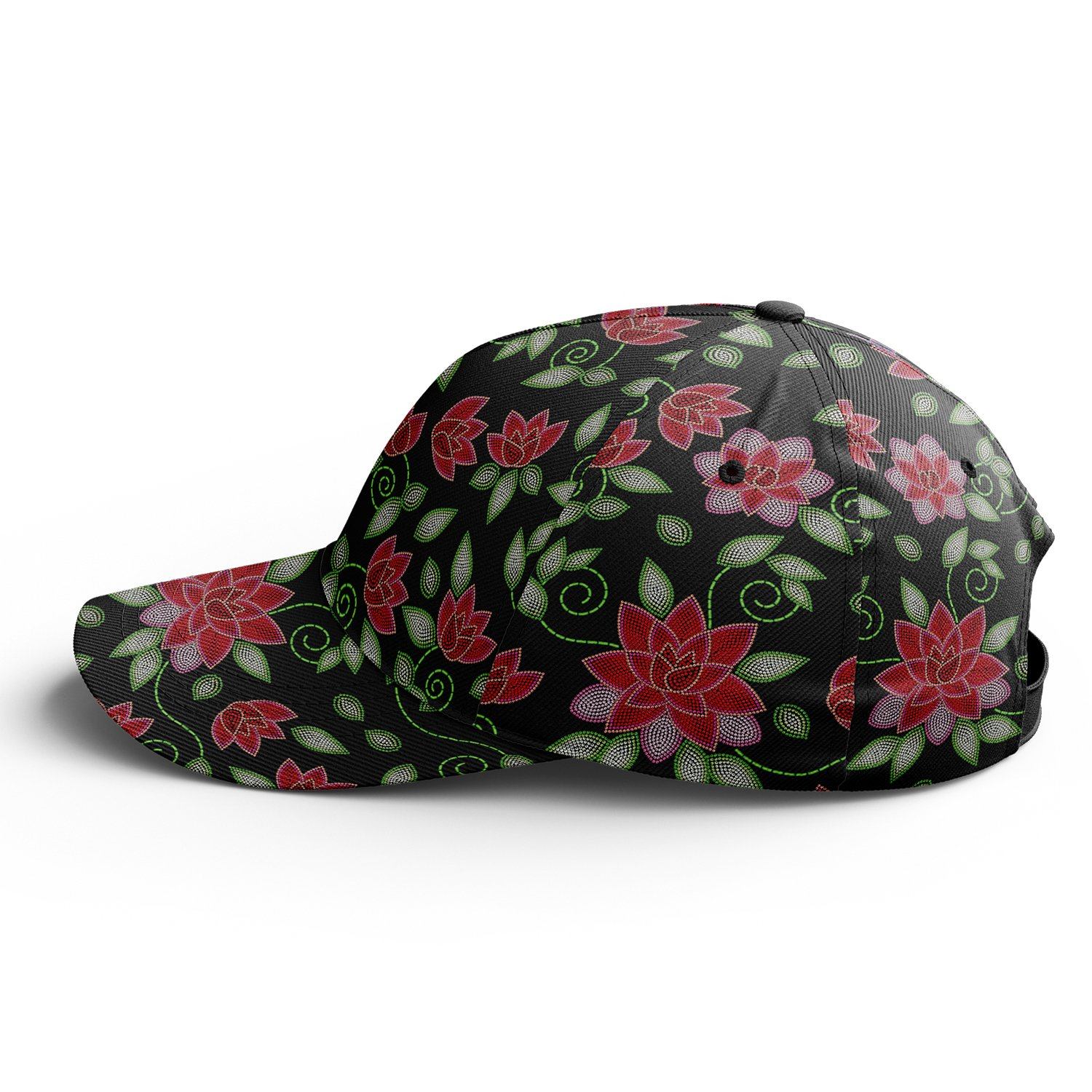 Red Beaded Rose Snapback Hat hat Herman