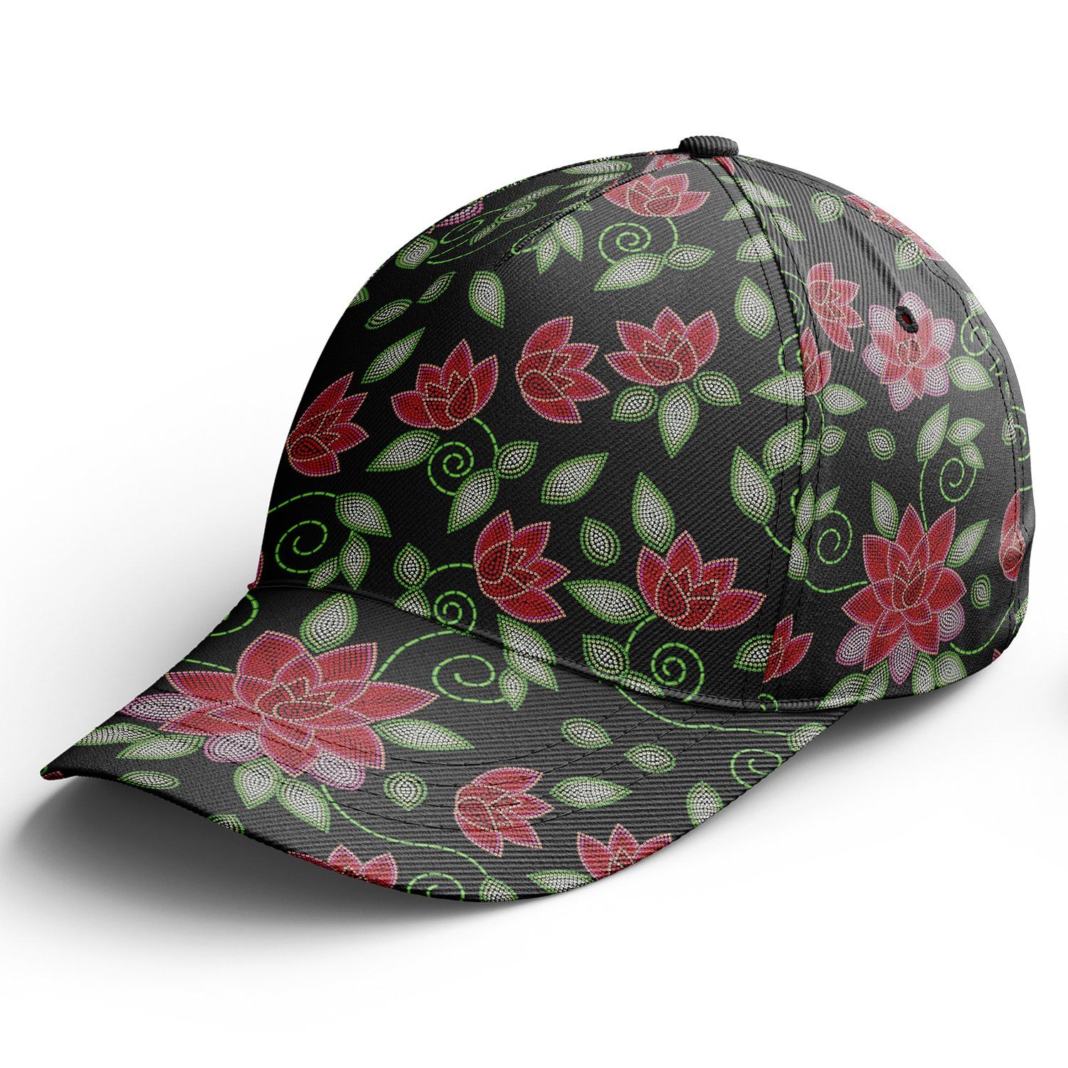 Red Beaded Rose Snapback Hat hat Herman