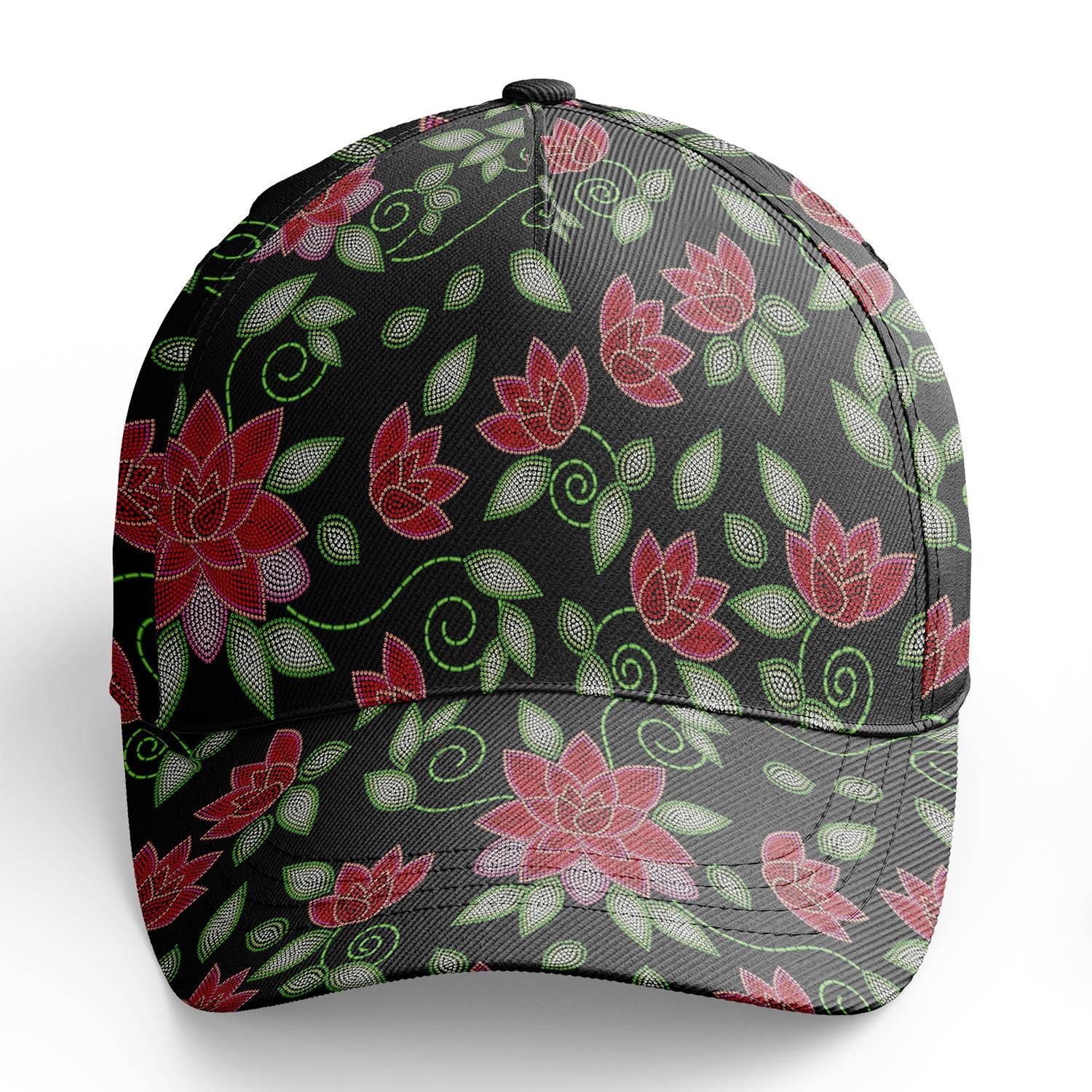 Red Beaded Rose Snapback Hat hat Herman