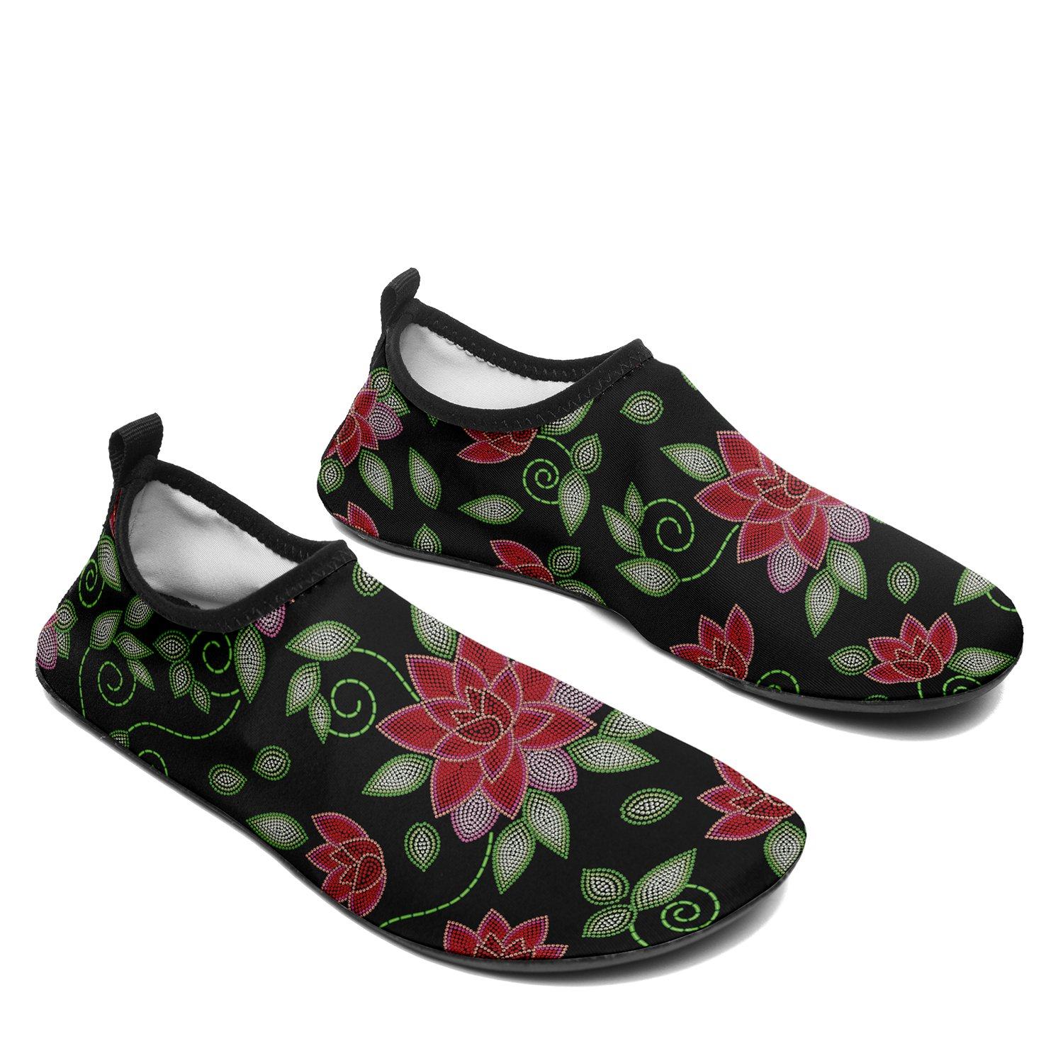 Red Beaded Rose Sockamoccs Kid's Slip On Shoes Herman