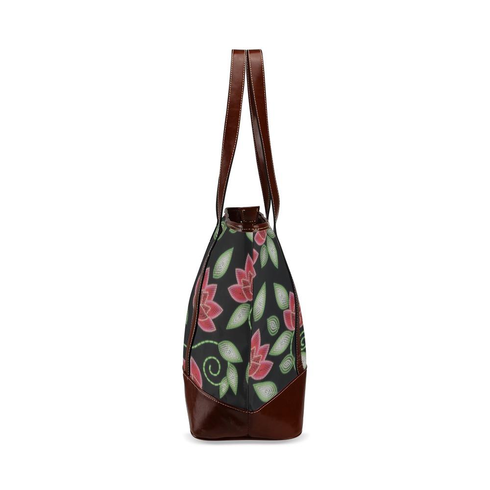 Red Beaded Rose Tote Handbag (Model 1642) handbag e-joyer