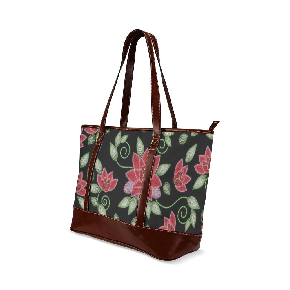 Red Beaded Rose Tote Handbag (Model 1642) handbag e-joyer