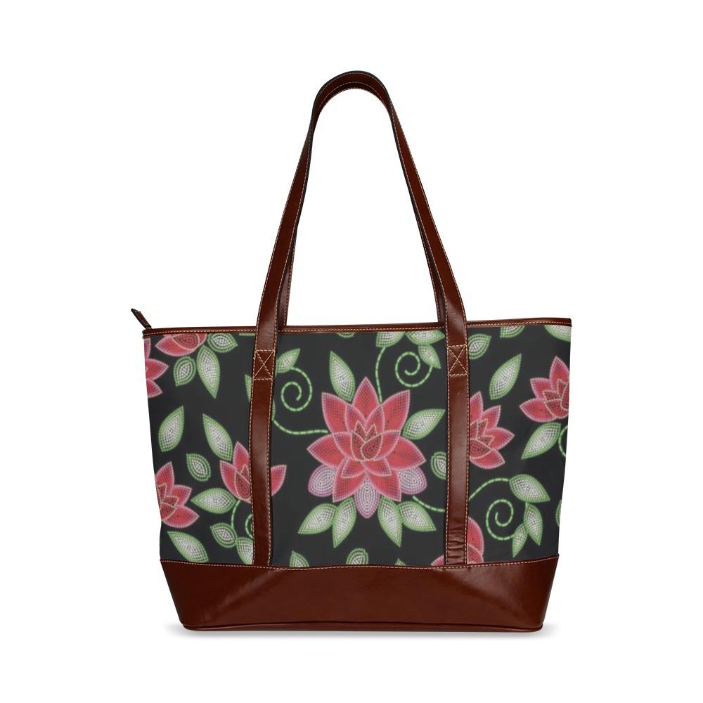 Red Beaded Rose Tote Handbag (Model 1642) handbag e-joyer