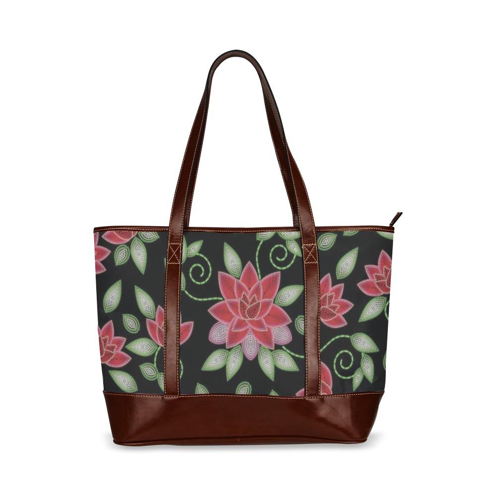 Red Beaded Rose Tote Handbag (Model 1642) handbag e-joyer