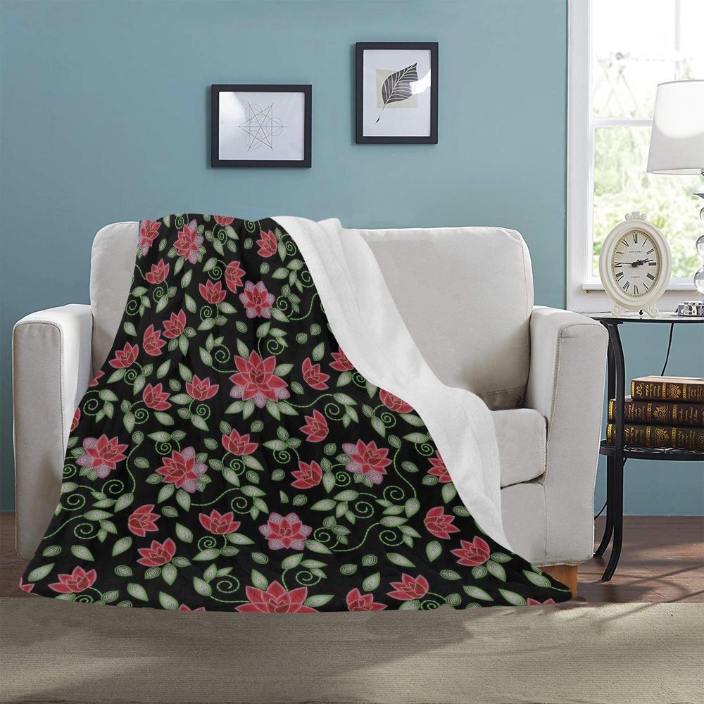 Red Beaded Rose Ultra-Soft Micro Fleece Blanket 50"x60" Ultra-Soft Blanket 50''x60'' e-joyer