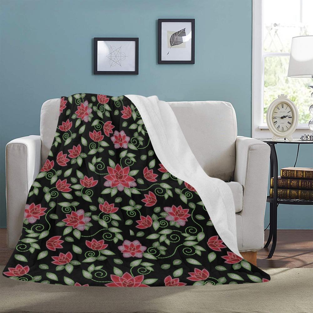 Red Beaded Rose Ultra-Soft Micro Fleece Blanket 60"x80" Ultra-Soft Blanket 60''x80'' e-joyer