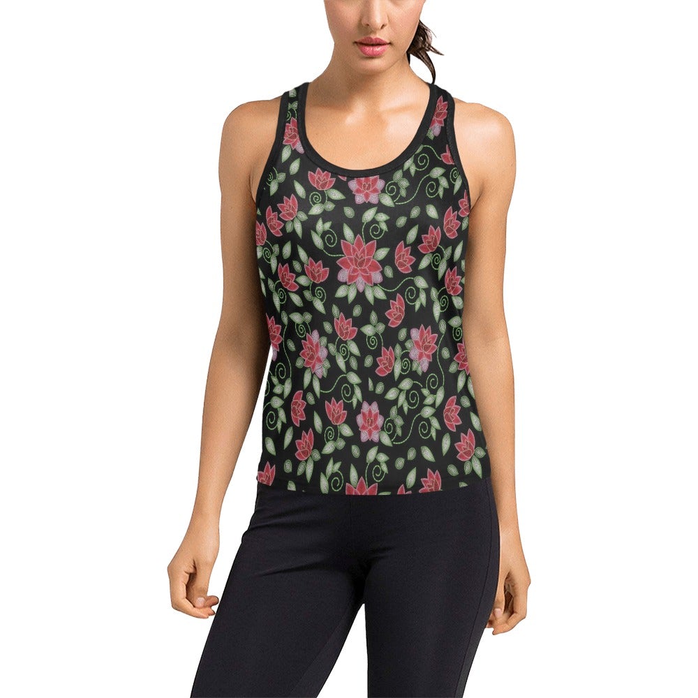 Red Beaded Rose Women's Racerback Tank Top (Model T60) Racerback Tank Top (T60) e-joyer