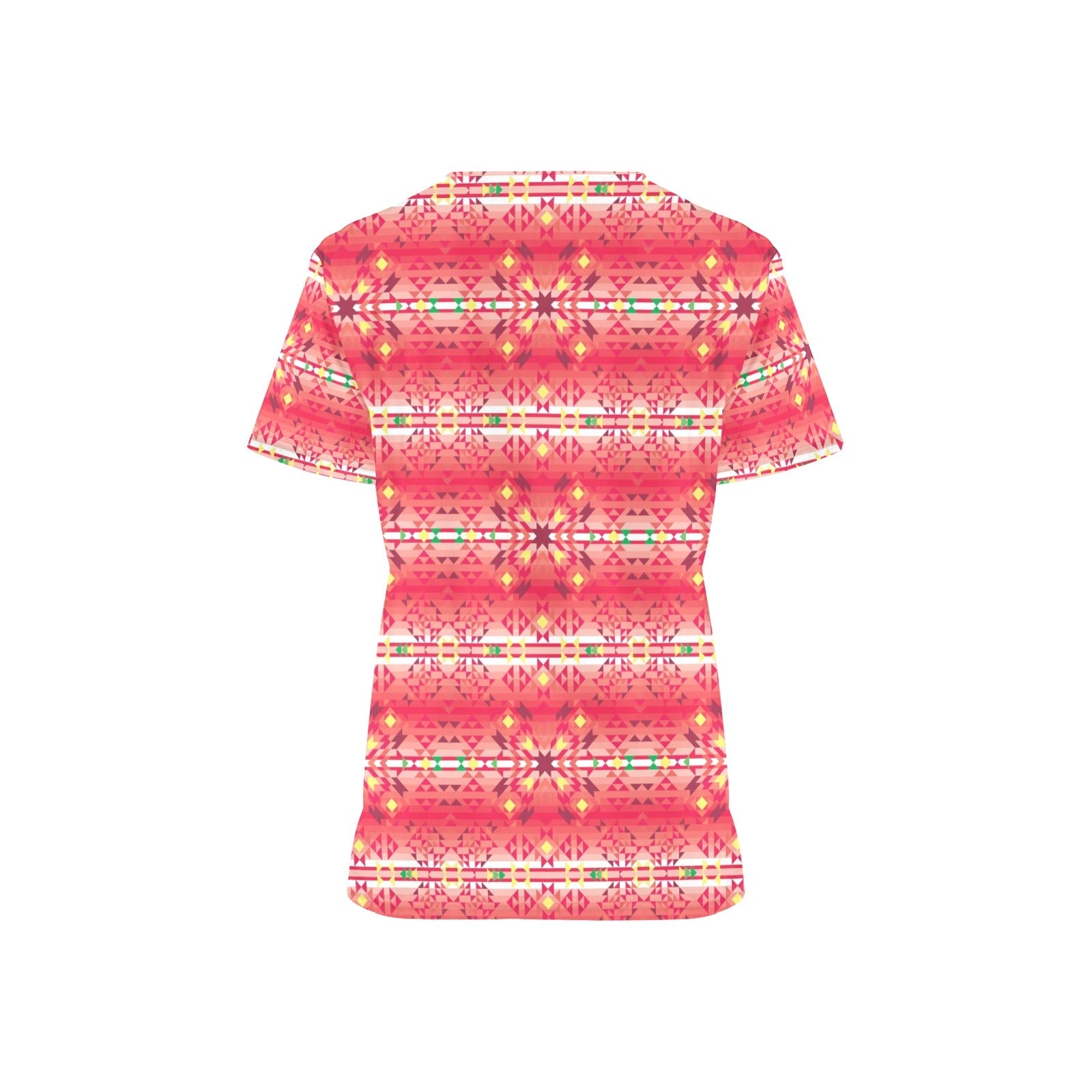Red Pink Star All Over Print Scrub Top Scrub Top e-joyer