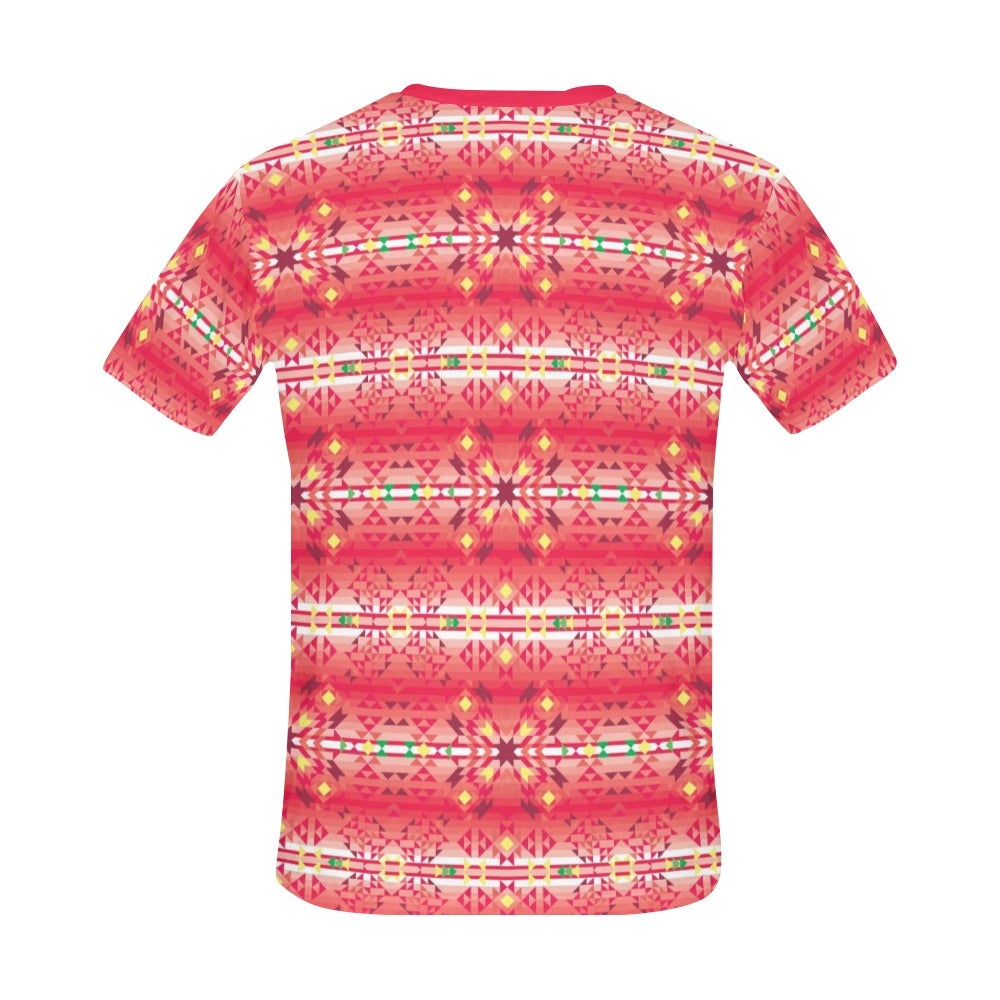 Red Pink Star All Over Print T-Shirt for Men (USA Size) (Model T40) All Over Print T-Shirt for Men (T40) e-joyer