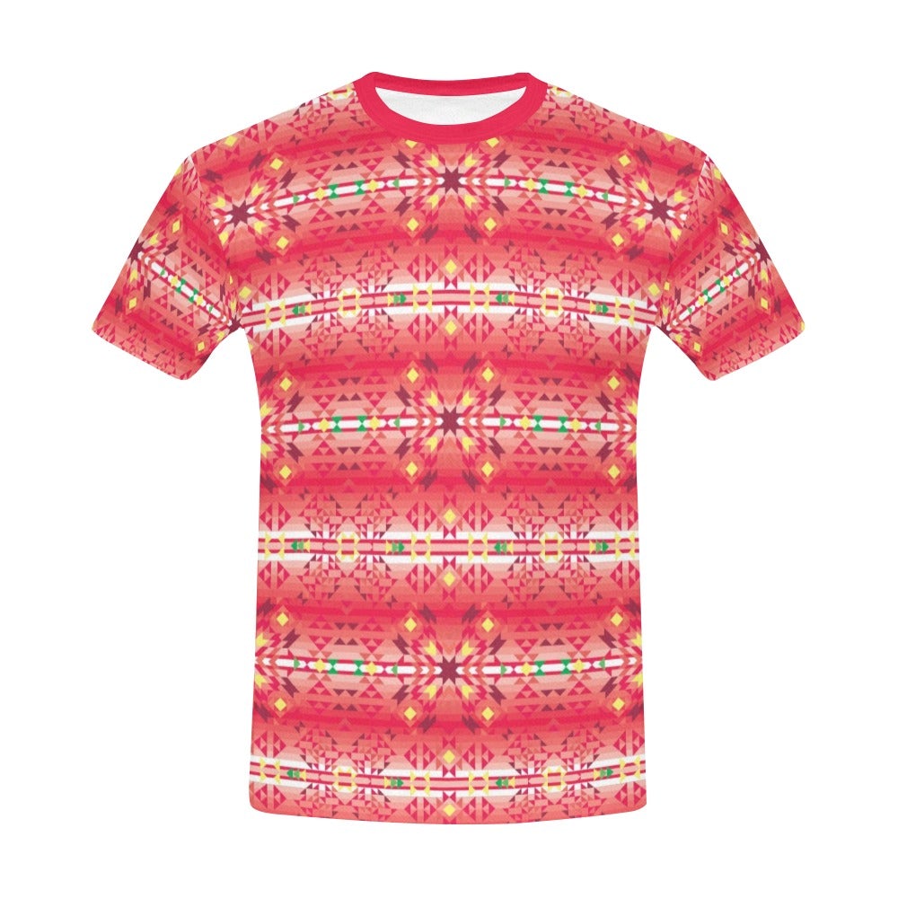 Red Pink Star All Over Print T-Shirt for Men (USA Size) (Model T40) All Over Print T-Shirt for Men (T40) e-joyer