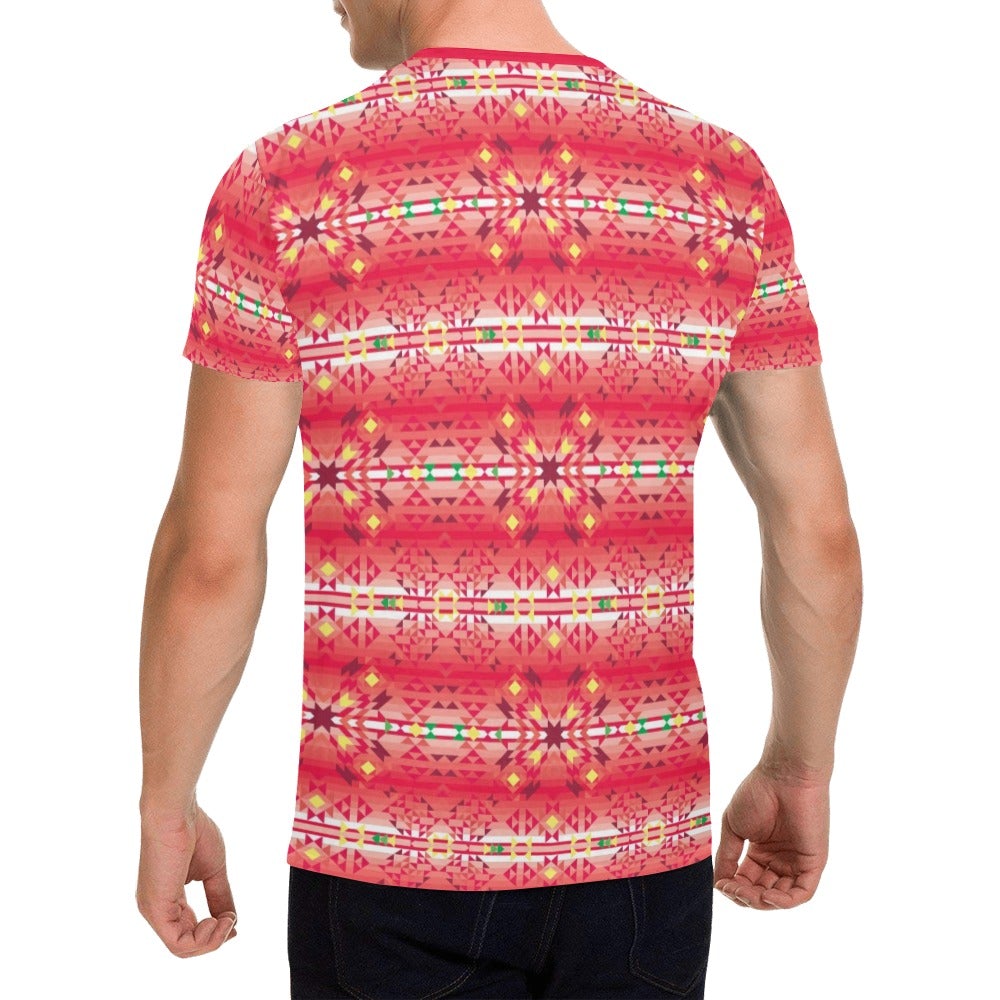 Red Pink Star All Over Print T-Shirt for Men (USA Size) (Model T40) All Over Print T-Shirt for Men (T40) e-joyer