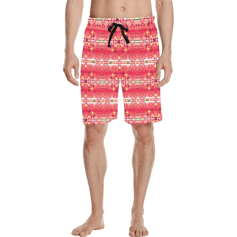 Red Pink Star Men's All Over Print Casual Shorts (Model L23) short e-joyer