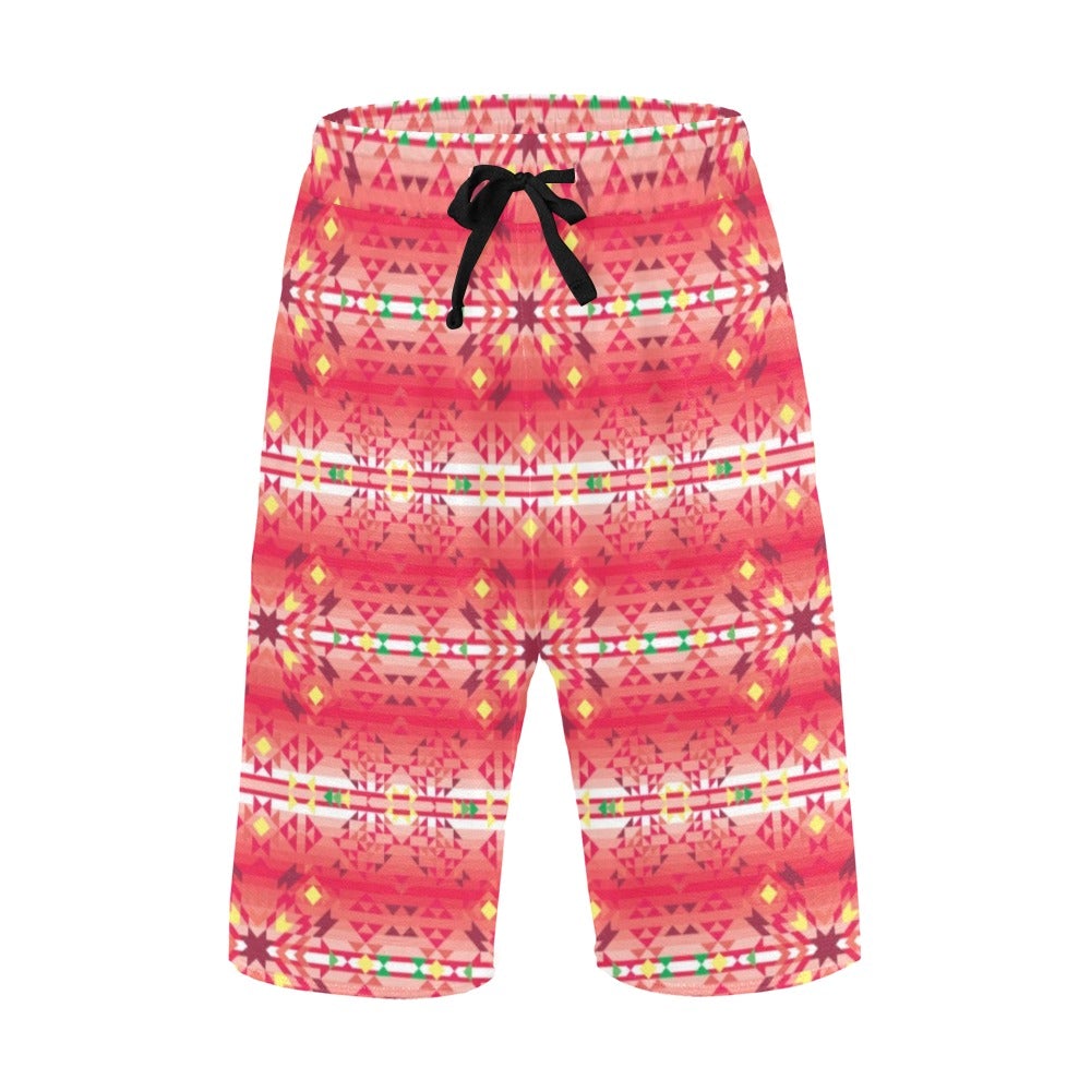 Red Pink Star Men's All Over Print Casual Shorts (Model L23) short e-joyer