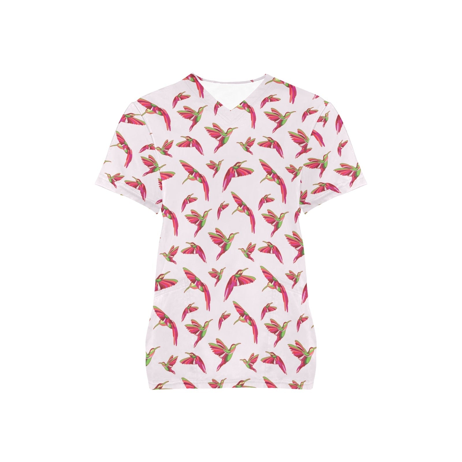 Red Swift Colourful All Over Print Scrub Top Scrub Top e-joyer