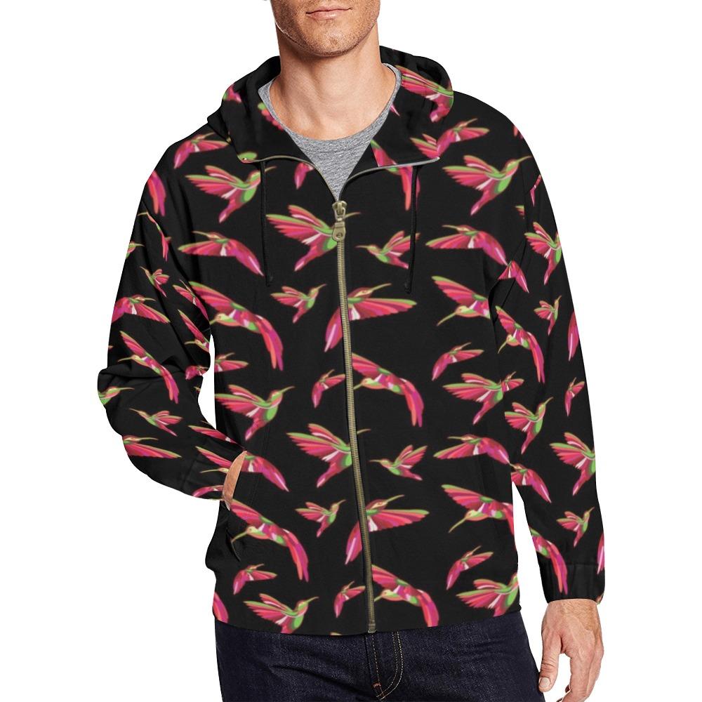 Red Swift Colourful Black All Over Print Full Zip Hoodie for Men (Model H14) All Over Print Full Zip Hoodie for Men (H14) e-joyer