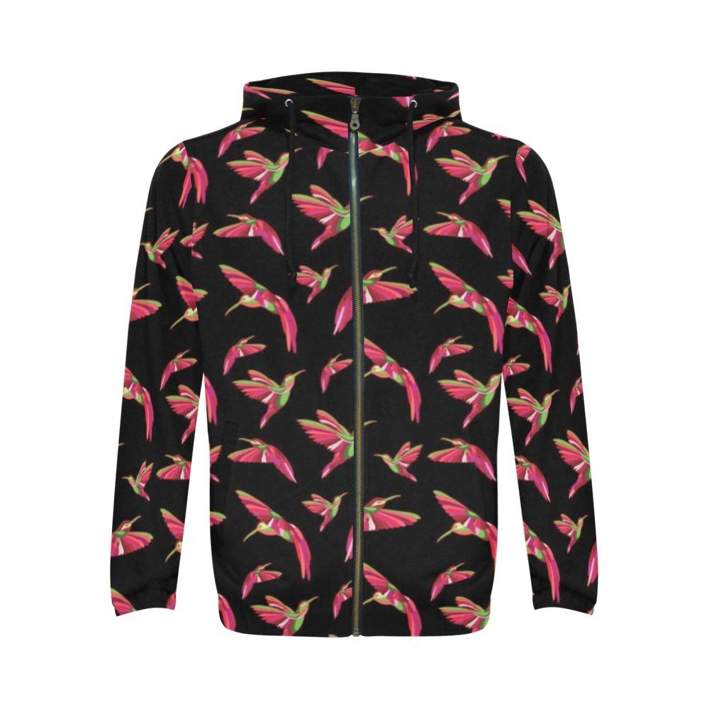 Red Swift Colourful Black All Over Print Full Zip Hoodie for Men (Model H14) All Over Print Full Zip Hoodie for Men (H14) e-joyer