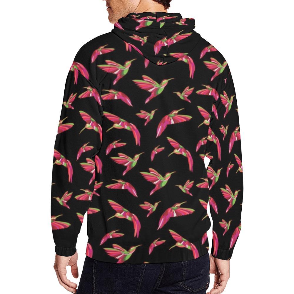 Red Swift Colourful Black All Over Print Full Zip Hoodie for Men (Model H14) All Over Print Full Zip Hoodie for Men (H14) e-joyer