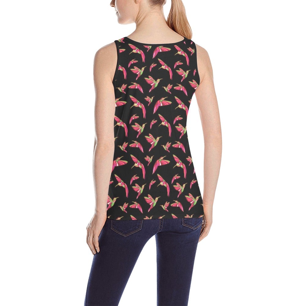 Red Swift Colourful Black All Over Print Tank Top for Women (Model T43) All Over Print Tank Top for Women (T43) e-joyer