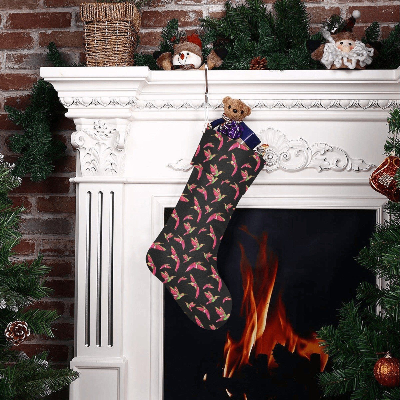 Red Swift Colourful Black Christmas Stocking holiday stocking e-joyer