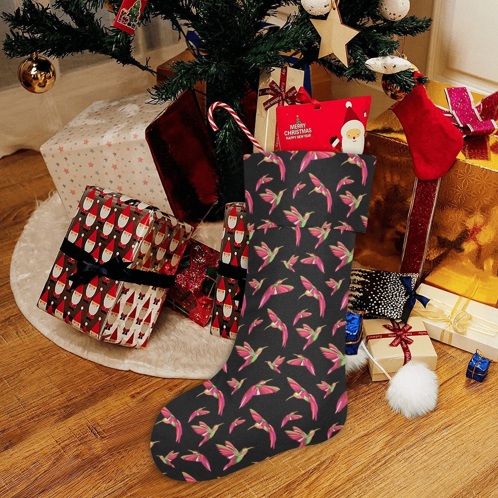 Red Swift Colourful Black Christmas Stocking holiday stocking e-joyer