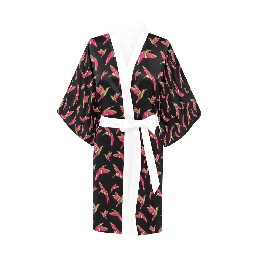 Red Swift Colourful Black Kimono Robe Artsadd