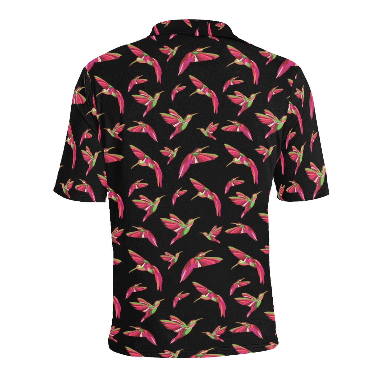 Red Swift Colourful Black Men's All Over Print Polo Shirt (Model T55) Men's Polo Shirt (Model T55) e-joyer