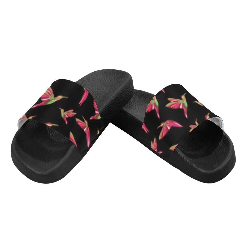 Red Swift Colourful Black Men's Slide Sandals (Model 057) Men's Slide Sandals (057) e-joyer