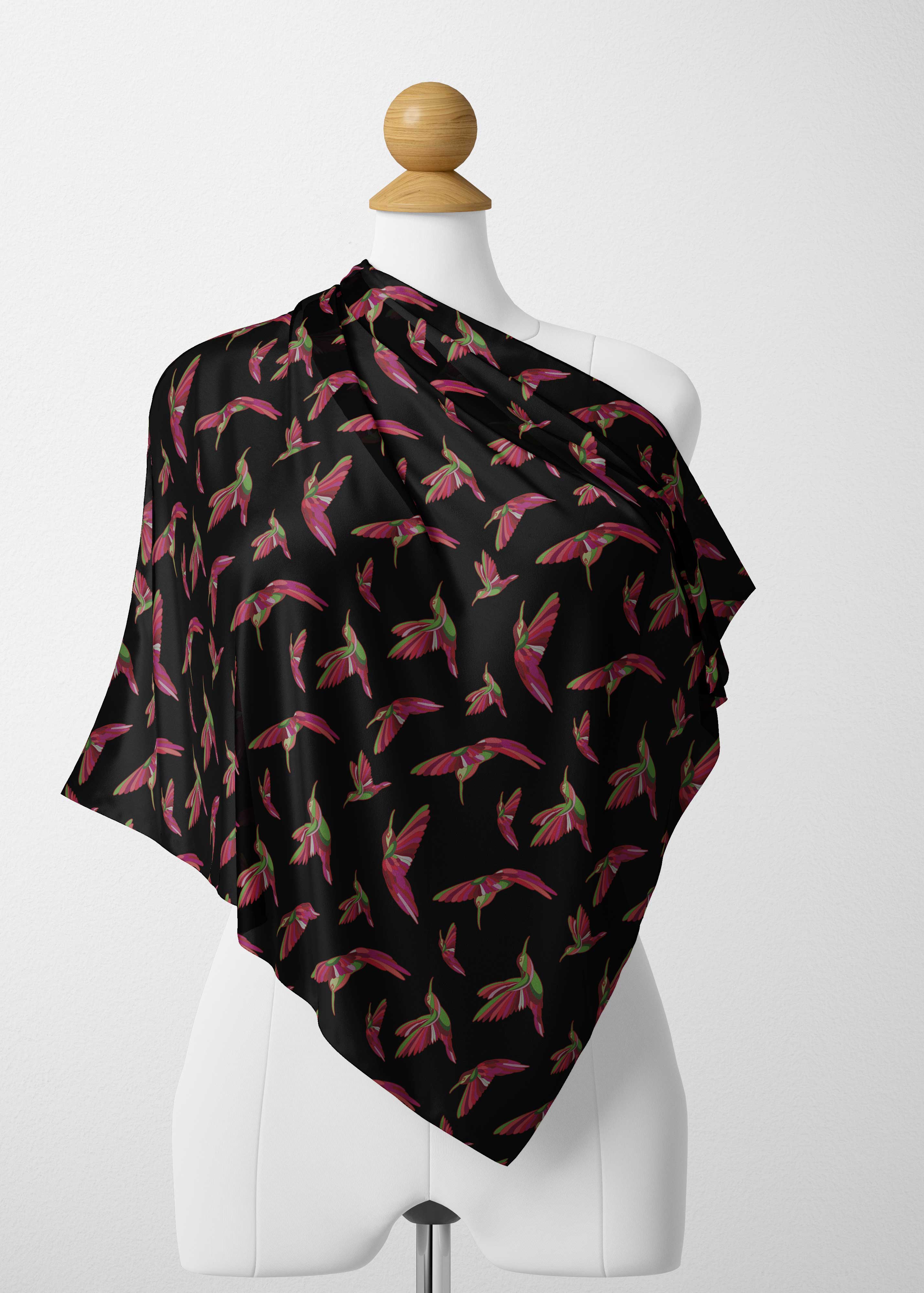 Red Swift Colourful Black Satin Shawl Scarf 49 Dzine