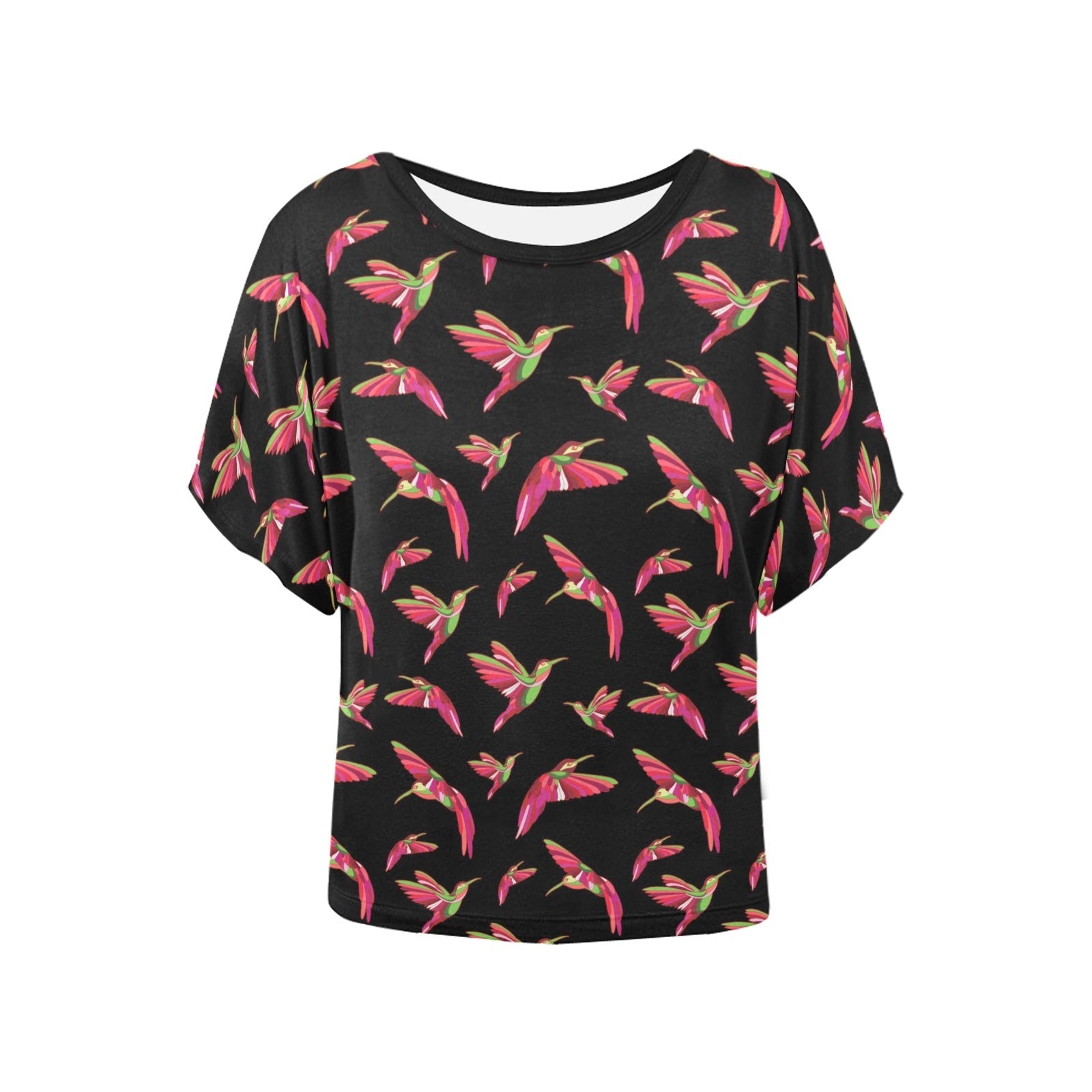 Red Swift Colourful Black Women's Batwing-Sleeved Blouse T shirt (Model T44) Women's Batwing-Sleeved Blouse T shirt (T44) e-joyer
