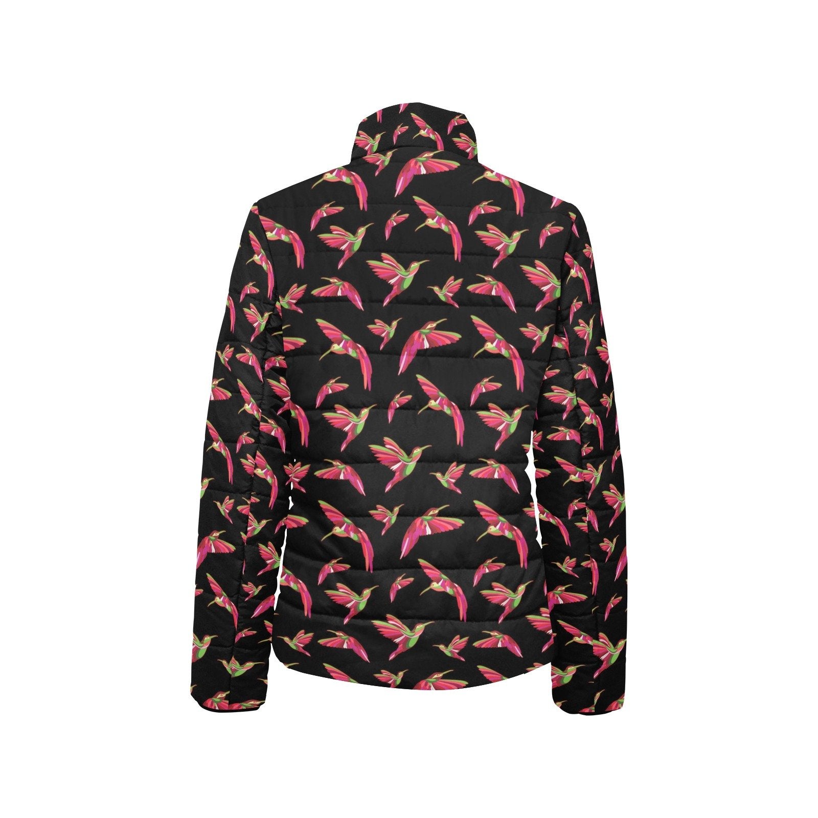 Red Swift Colourful Black Women's Stand Collar Padded Jacket (Model H41) jacket e-joyer