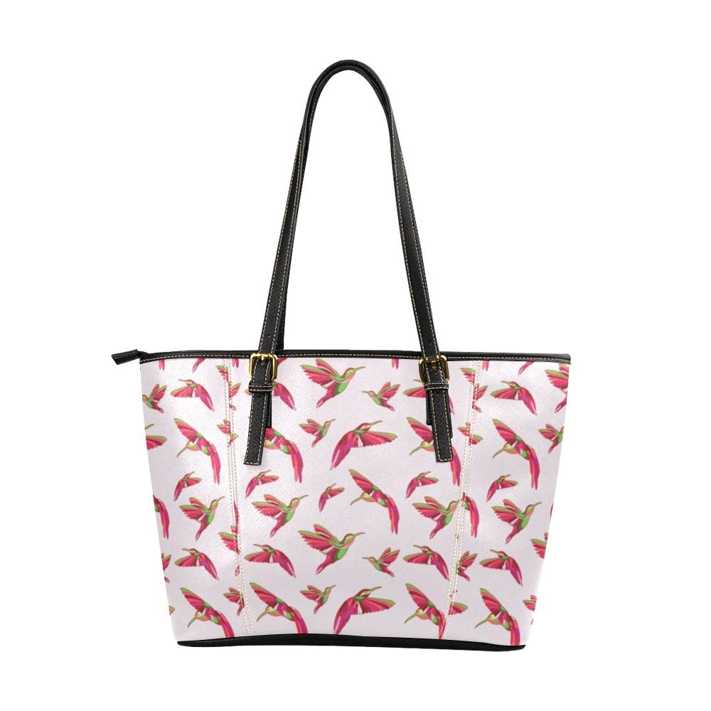 Red Swift Colourful Leather Tote Bag/Large (Model 1640) Leather Tote Bag (1640) e-joyer