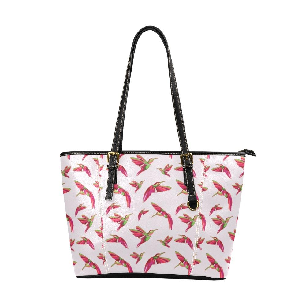 Red Swift Colourful Leather Tote Bag/Large (Model 1640) Leather Tote Bag (1640) e-joyer