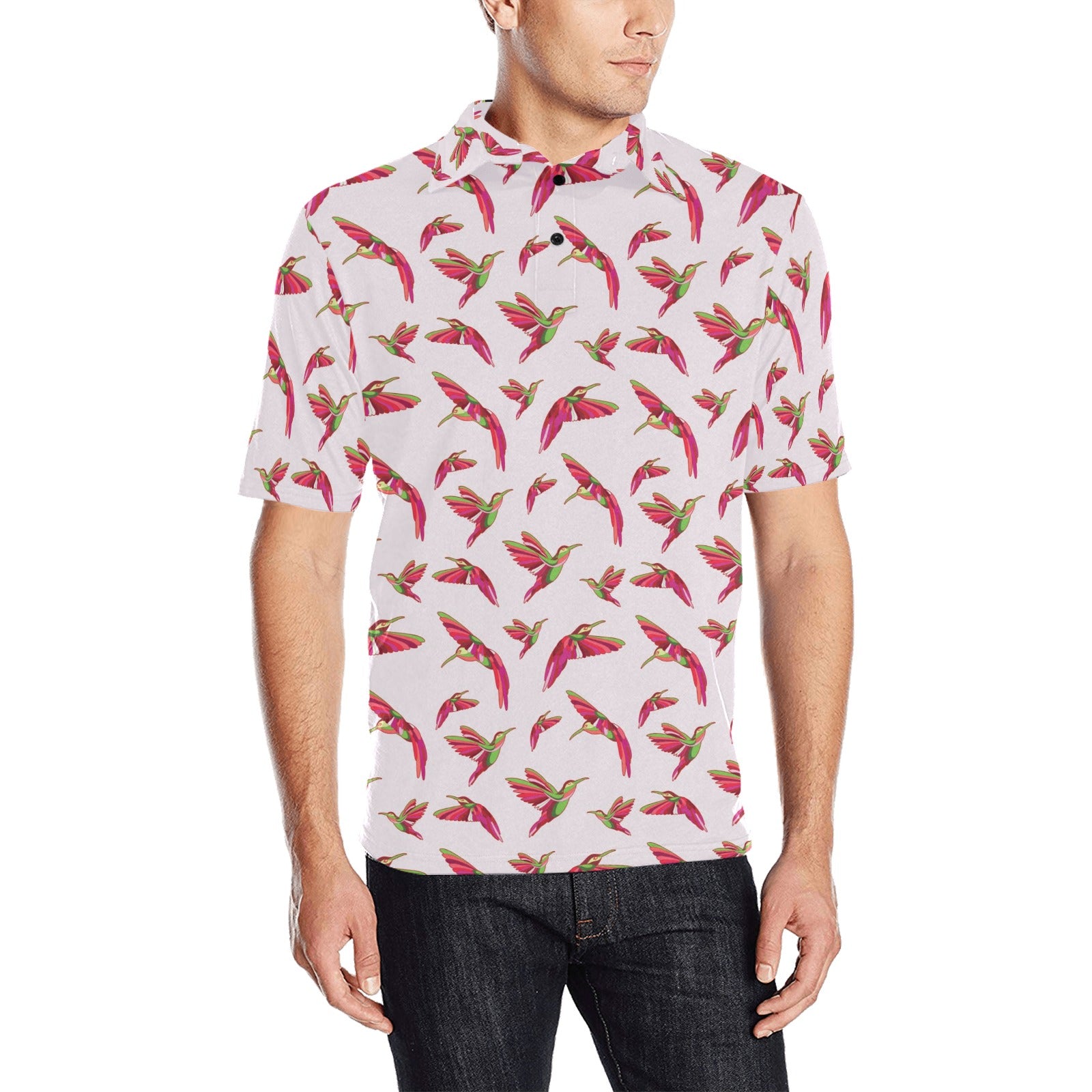 Red Swift Colourful Men's All Over Print Polo Shirt (Model T55) Men's Polo Shirt (Model T55) e-joyer