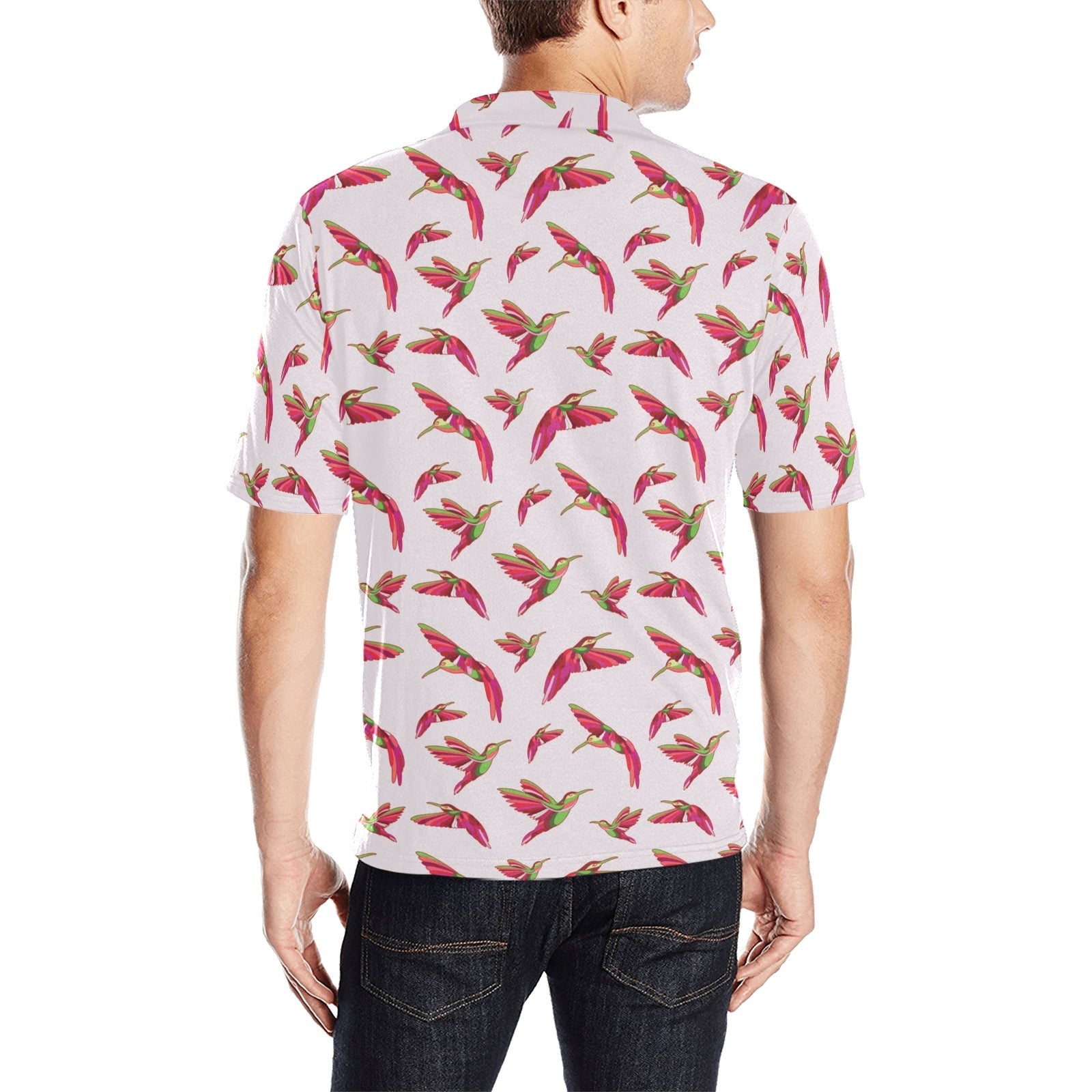 Red Swift Colourful Men's All Over Print Polo Shirt (Model T55) Men's Polo Shirt (Model T55) e-joyer