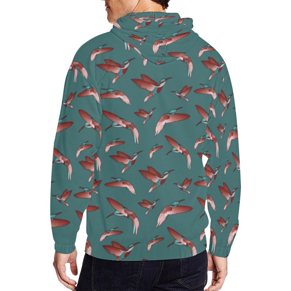Red Swift Turquoise All Over Print Full Zip Hoodie for Men (Model H14) All Over Print Full Zip Hoodie for Men (H14) e-joyer