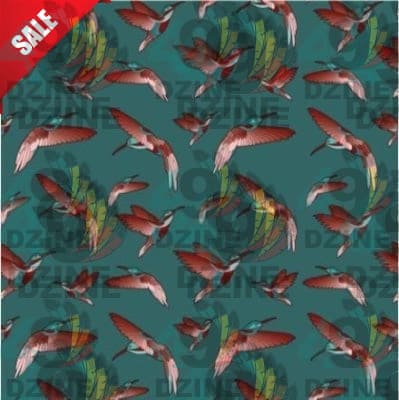 Red Swift Turquoise Cotton Poplin Fabric By the Yard Fabric NBprintex