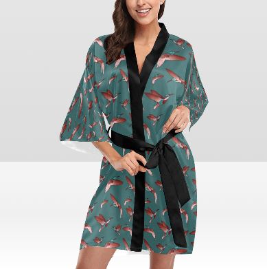 Red Swift Turquoise Kimono Robe Artsadd 