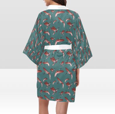 Red Swift Turquoise Kimono Robe Artsadd