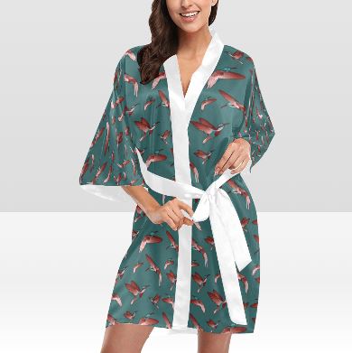 Red Swift Turquoise Kimono Robe Artsadd