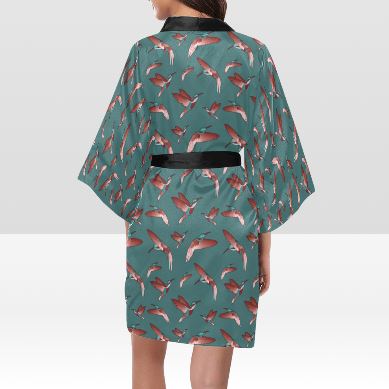 Red Swift Turquoise Kimono Robe Artsadd